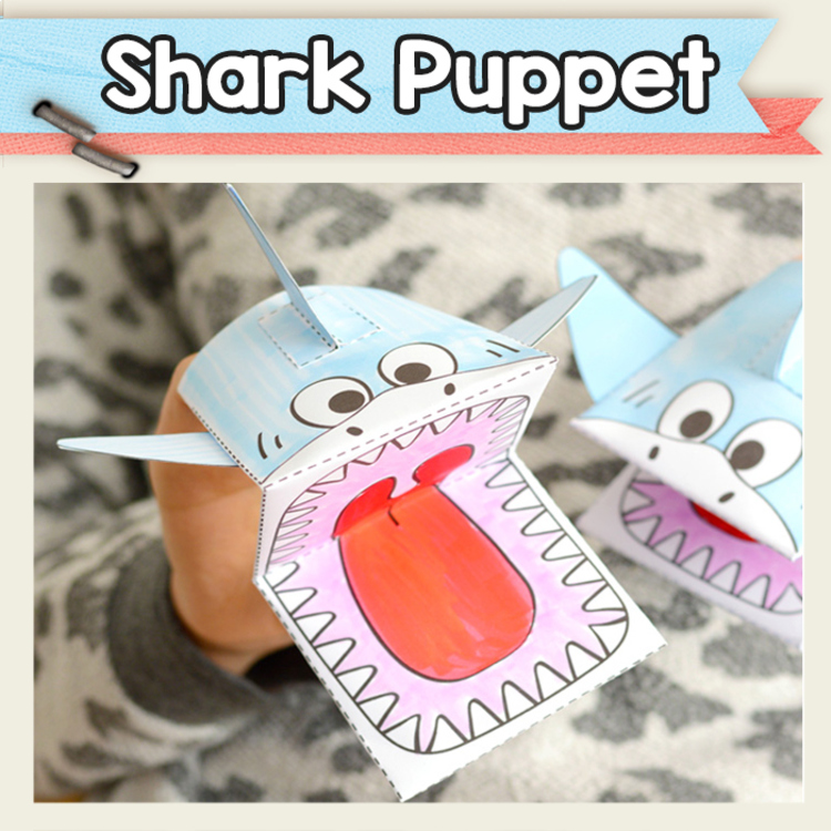 Printable Shark Puppet Template - Craft Activities - Shark Activities