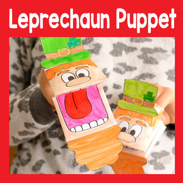 St. Patrick's Day Leprechaun Puppet Template - St. Patrick's day Craft Activity