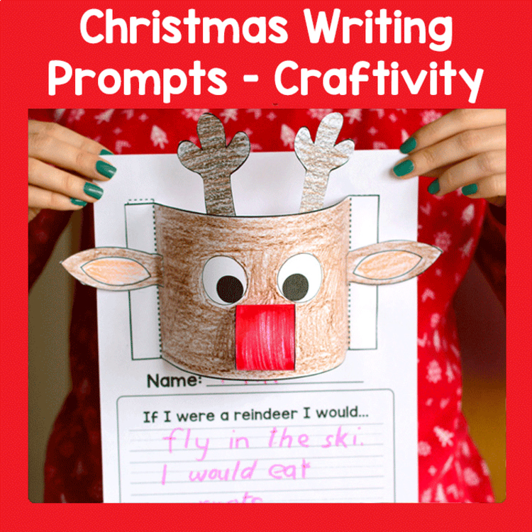 Reindeer Writing Prompts Craftivity - Christmas Writing Prompts Craft