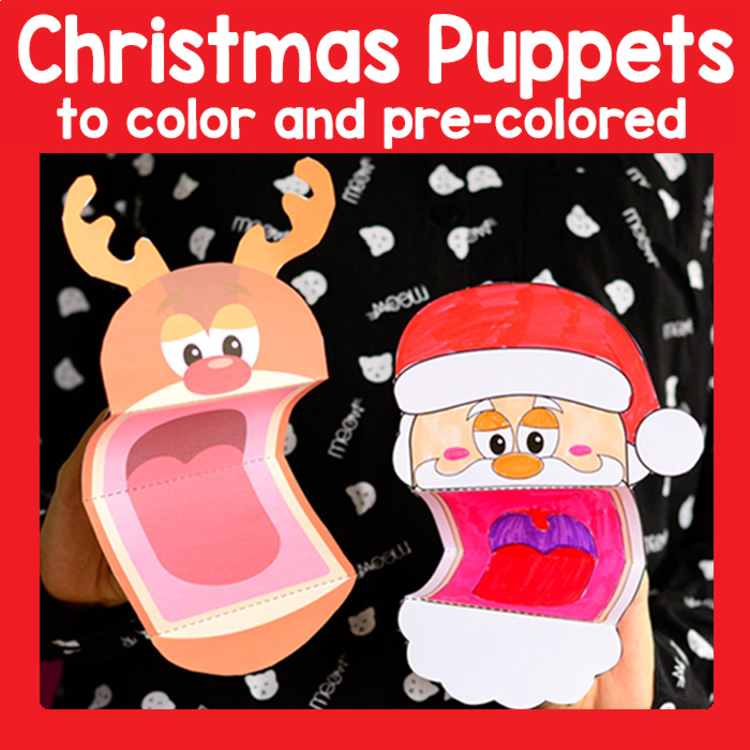 Printable Christmas Puppets Christmas Craft / Santa, Rudolph and Elf Craftivity