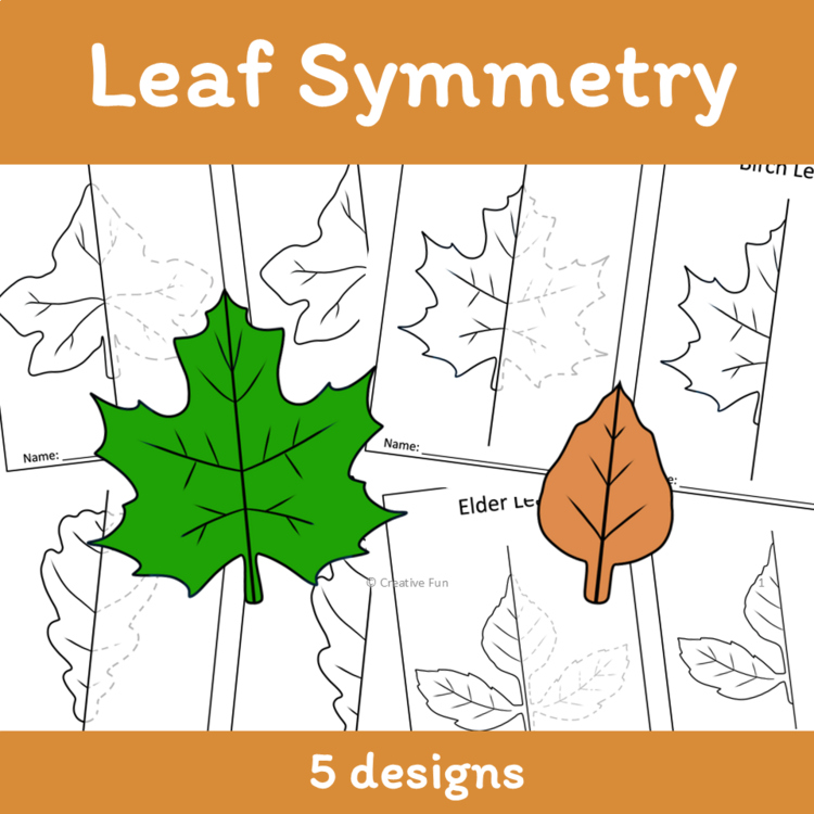 Leaf Symmetry Tracing Coloring Worksheets | Math and Art Geometry Activities