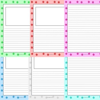 Star Color Border Writing Paper | includes picture boxes and primary lines, image 2