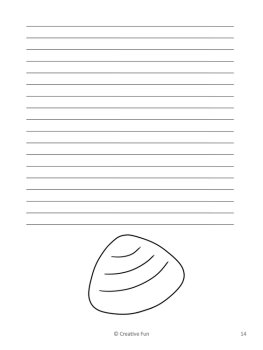 Seashell Writing Paper | includes picture boxes and primary lines, image 3