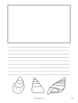 Seashell Writing Paper | includes picture boxes and primary lines, image 4