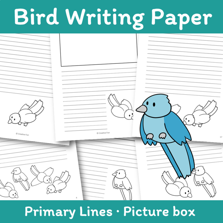 Bird Themed Writing Paper | includes picture boxes and primary lines