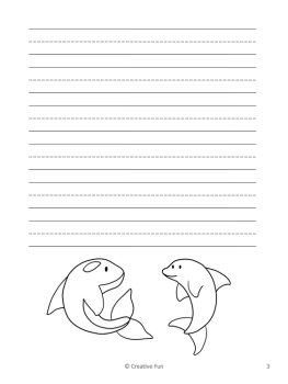 Sea Creature Writing Paper | includes picture boxes and primary lines, image 3