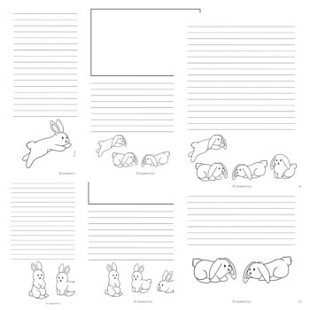 Bunny Primary Lined Writing Paper with Picture Box Kindergarten 1st Grade, image 2