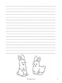 Bunny Primary Lined Writing Paper with Picture Box Kindergarten 1st Grade, image 3