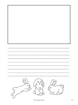 Bunny Primary Lined Writing Paper with Picture Box Kindergarten 1st Grade, image 4