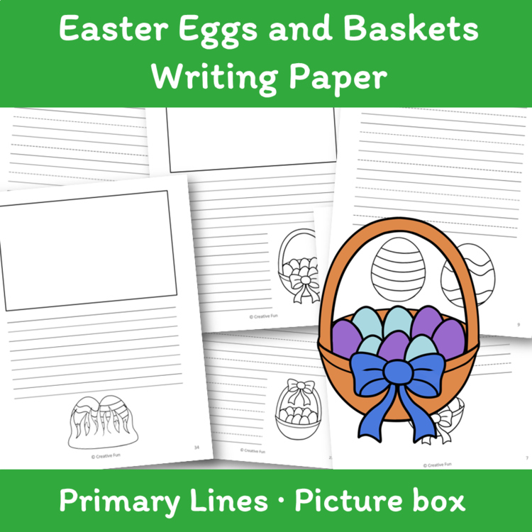 Easter Primary Lined Writing Paper with Picture Box Kindergarten 1st Grade