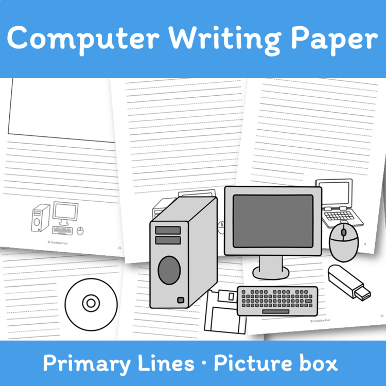 Computer Themed Writing Paper | includes picture boxes and primary lines