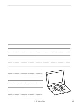 Computer Themed Writing Paper | includes picture boxes and primary lines, image 3