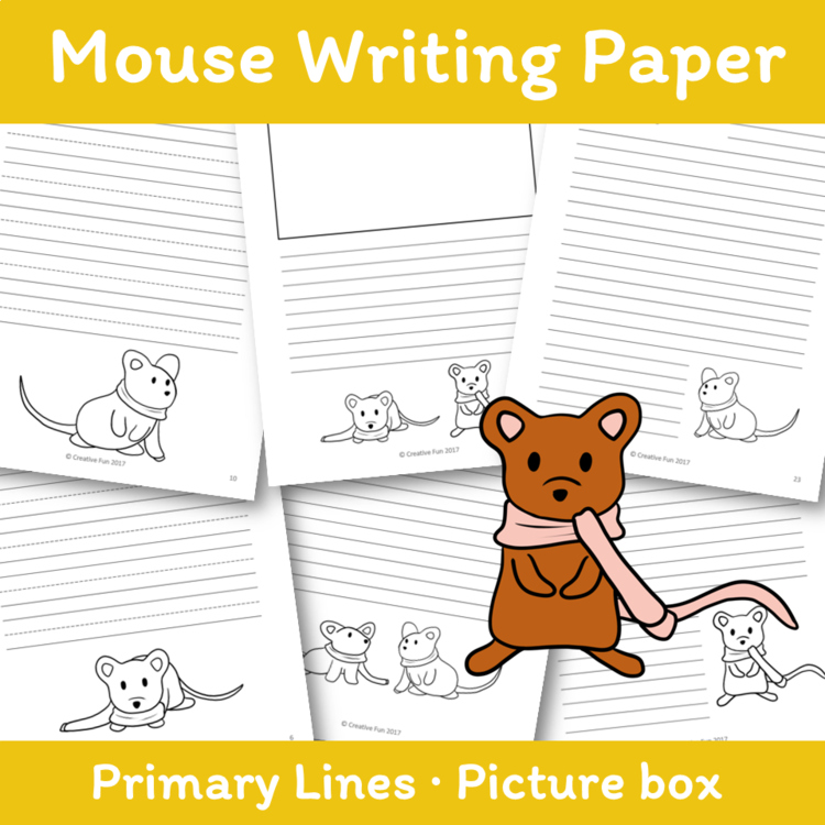 Mouse Themed Writing Paper | includes picture boxes and primary lines