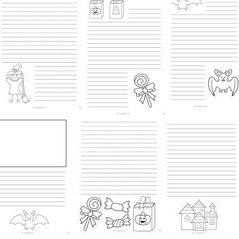 Halloween Primary Lined Writing Paper with Picture Box Kindergarten 1st Grade, image 2
