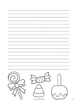 Halloween Primary Lined Writing Paper with Picture Box Kindergarten 1st Grade, image 3