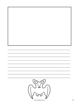 Halloween Primary Lined Writing Paper with Picture Box Kindergarten 1st Grade, image 4