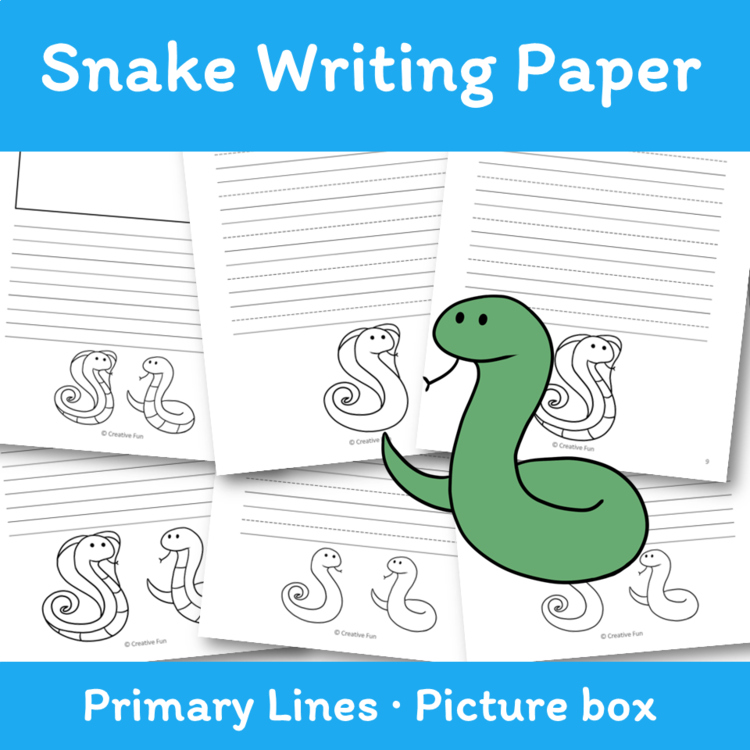 Snake Themed Writing Paper | includes picture boxes and primary lines