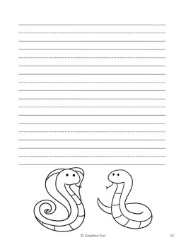 Snake Themed Writing Paper | includes picture boxes and primary lines, image 3