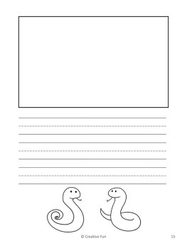 Snake Themed Writing Paper | includes picture boxes and primary lines, image 4