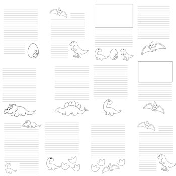Dinosaur Writing Paper | includes picture boxes and primary lines, image 2