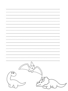 Dinosaur Writing Paper | includes picture boxes and primary lines, image 3