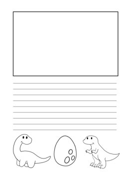 Dinosaur Writing Paper | includes picture boxes and primary lines, image 4