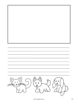 Pet themed Writing Paper | includes picture boxes and primary lines, image 4