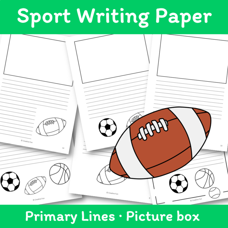 Sports themed Writing Paper | includes picture boxes and primary lines