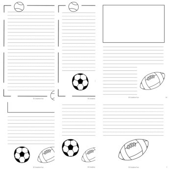 Sports themed Writing Paper | includes picture boxes and primary lines, image 2