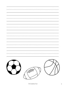 Sports themed Writing Paper | includes picture boxes and primary lines, image 3