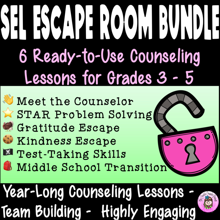 SEL Escape Room BUNDLE Meet the Counselor Breakout Challenges Lesson Activities
