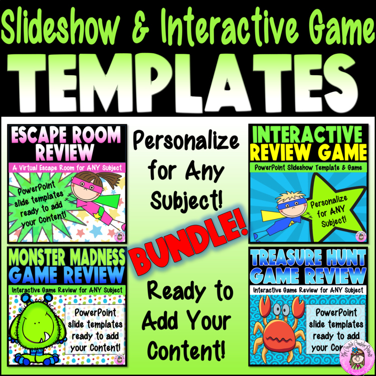 Editable PowerPoint Presentation Templates & Interactive Review Games BUNDLE