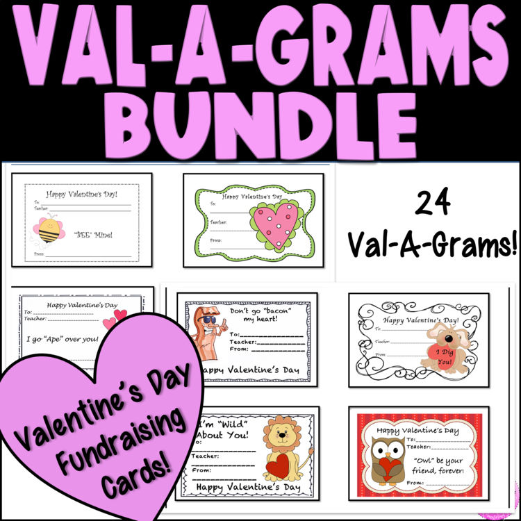 Valentine's Cards Candy Grams Val-A-Grams Community Service Fundraiser BUNDLE