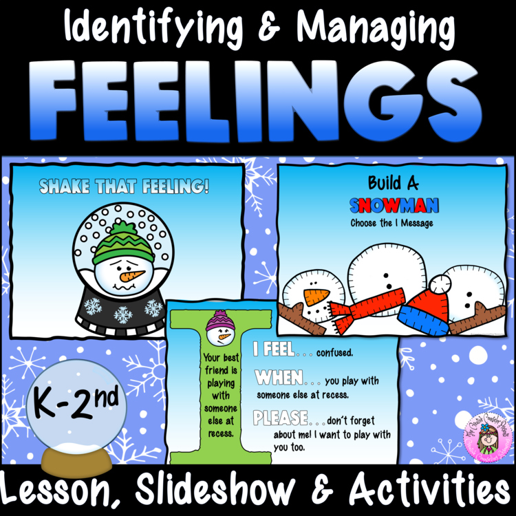 January Winter SEL Feelings, I Messages & Coping Skills with Snowman Activities