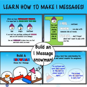 January Winter SEL Feelings, I Messages & Coping Skills with Snowman Activities, image 3