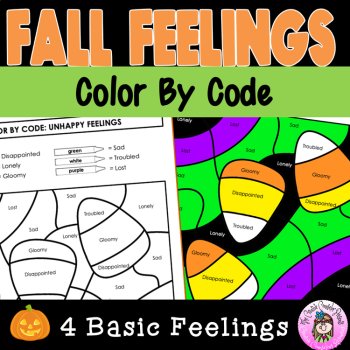 Color by Code Halloween Fall Feelings and Emotions SEL Counseling Activity, image 4
