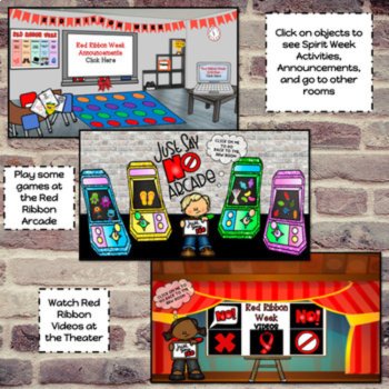 Red Ribbon Week Virtual Room Healthy Choices Drug Prevention Activities & Games, image 2