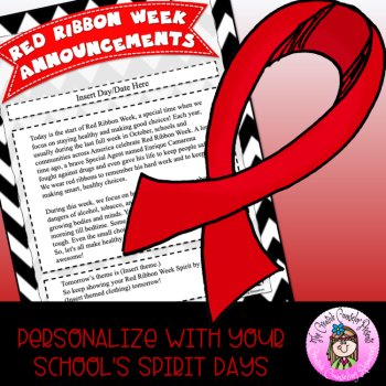Red Ribbon Week Drug Awareness Healthy Choices Editable Daily Announcements, image 2