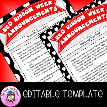 Red Ribbon Week Drug Awareness Healthy Choices Editable Daily Announcements, image 3