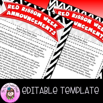 Red Ribbon Week Drug Awareness Healthy Choices Editable Daily Announcements, image 4