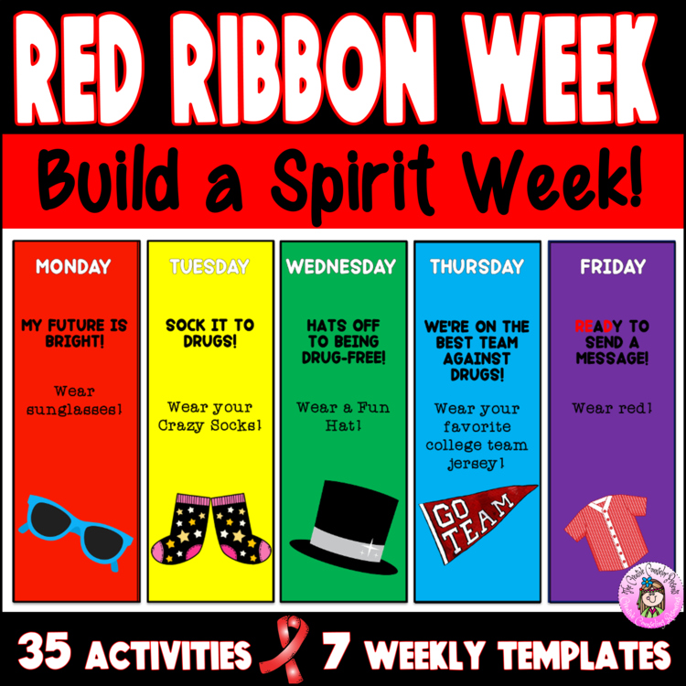 Build a Red Ribbon Spirit Week with Daily Activities Editable Template Poster