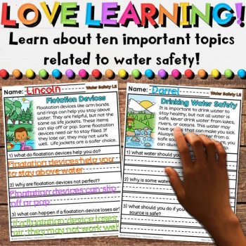 Water Safety Reading Comprehension Passages - Informational Writing Activities, image 2