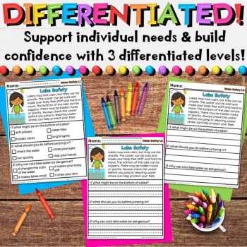 Water Safety Reading Comprehension Passages - Informational Writing Activities, image 3