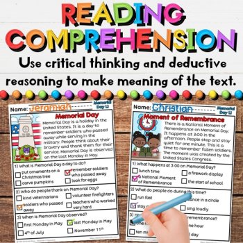 Memorial Day Reading Comprehension Passages - Informational Nonfiction Writing, image 4