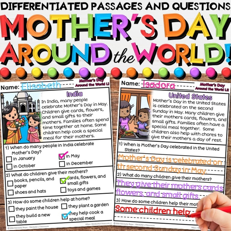 Mother's Day Around the World Reading Comprehension Non-Fiction Passages
