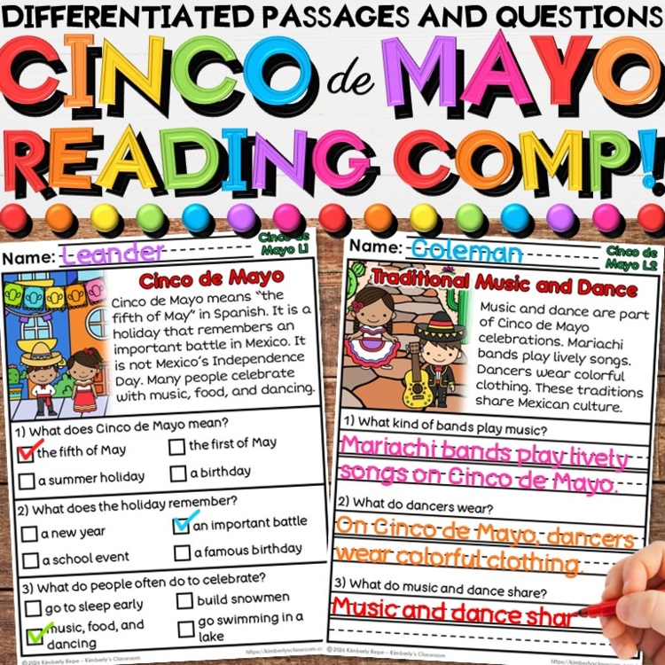 Cinco de Mayo Reading Comprehension Passages - Informational Nonfiction Writing