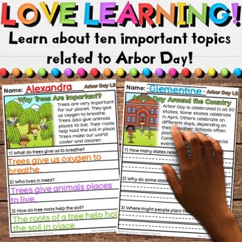 Arbor Day Reading Comprehension Passages - Informational Tree Writing Activities, image 2