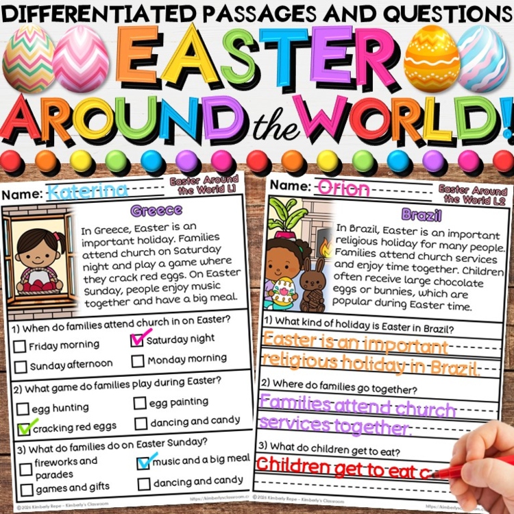 Easter Around the World Reading Comprehension Passages and Questions
