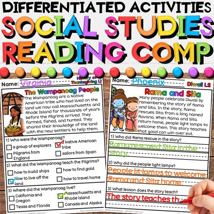Social Studies Reading Comprehension Passages and Questions Growing Bundle