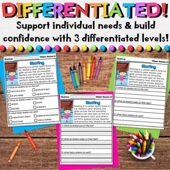 Winter Olympics Reading Comprehension Passages - Sports Games Writing Activities, image 3